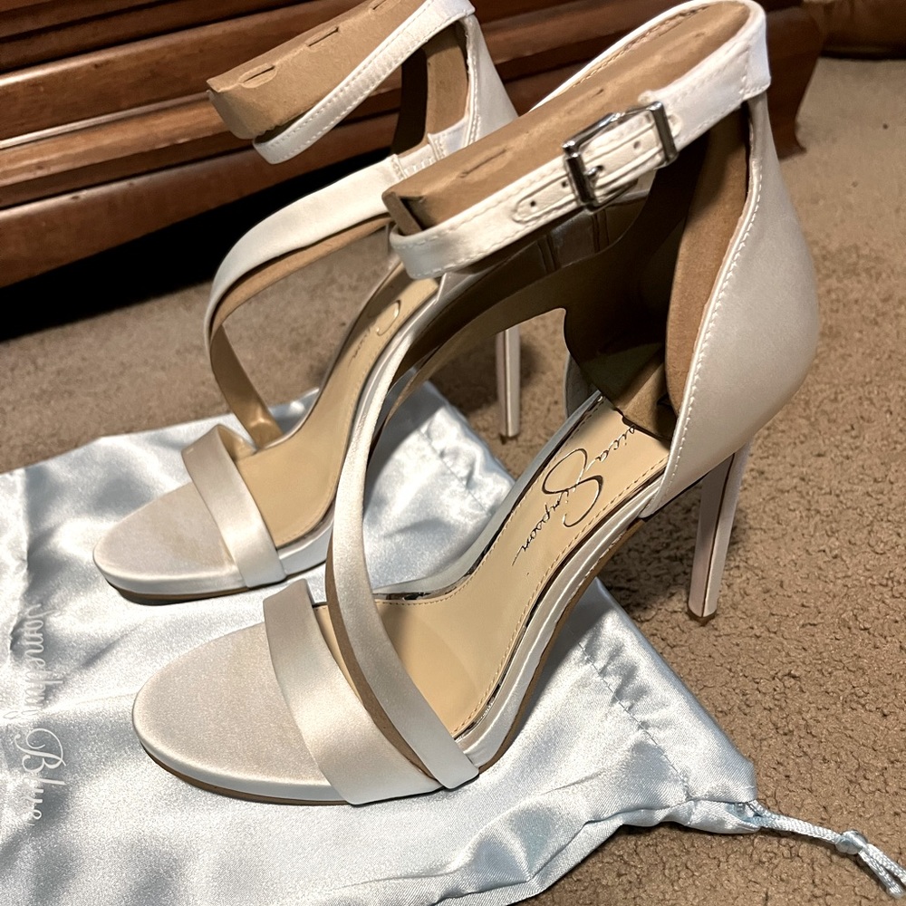 Ivory Jessica Simpson ankle strap heel (wedding shoe)